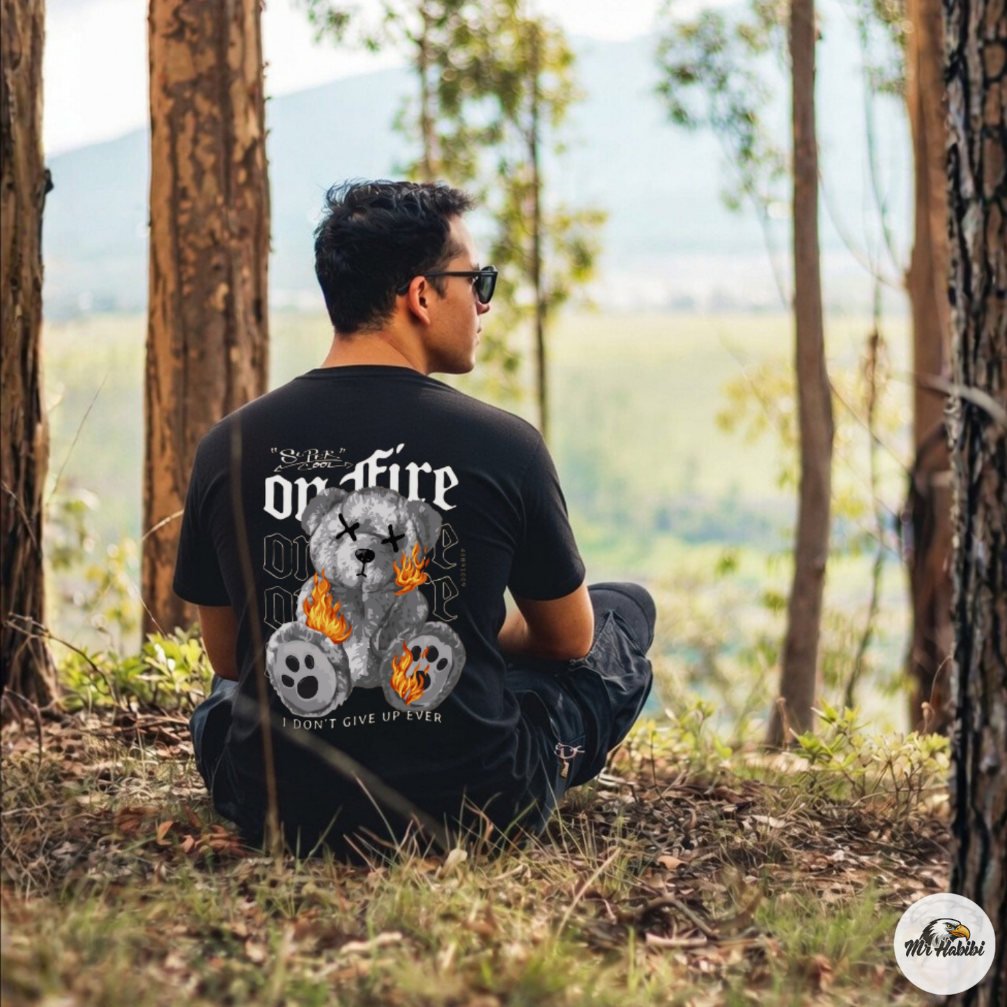 Double Print Teddy Bear Streetwear Tee – Error Not Found & On Fire