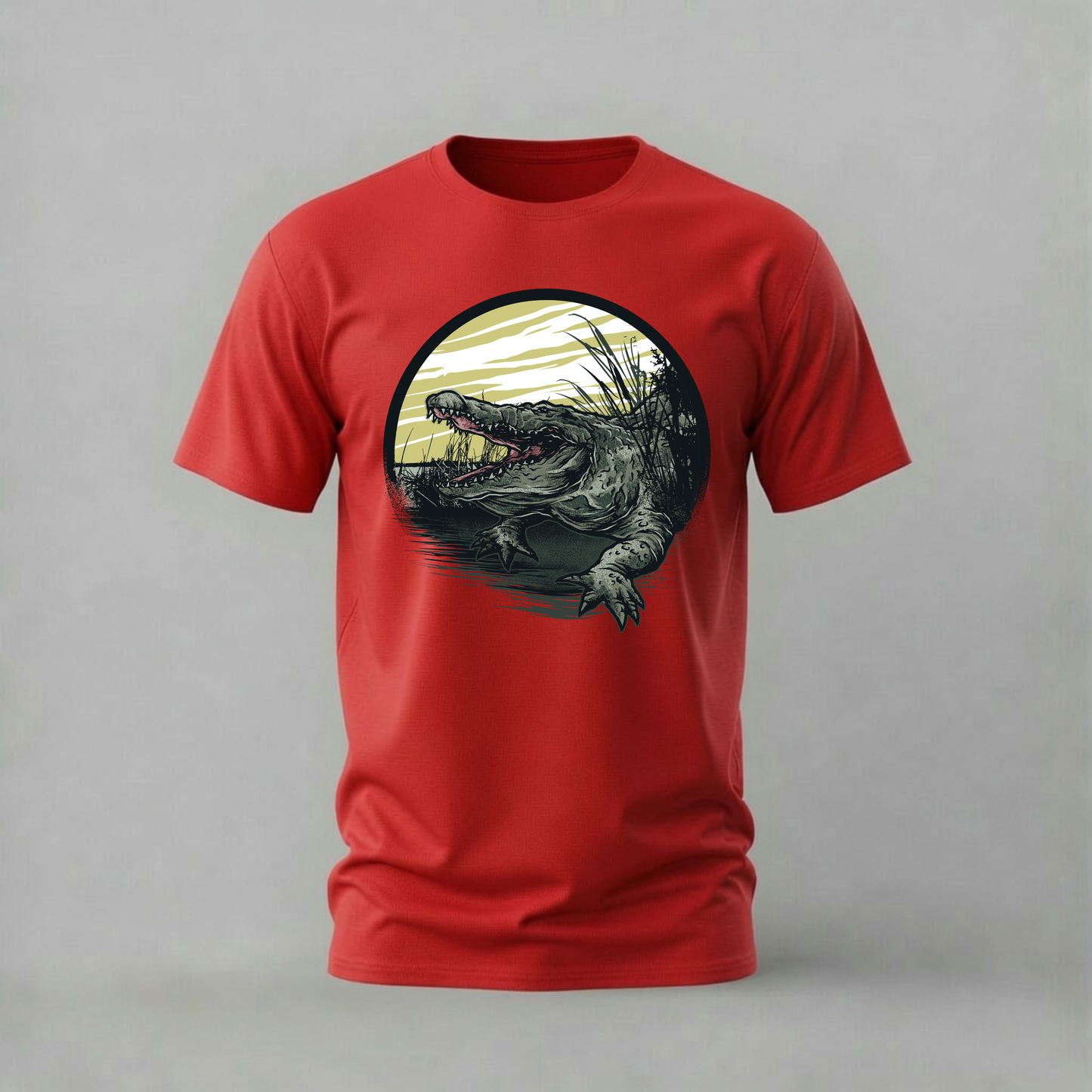 Aggressive Crocodile Graphic T-Shirt