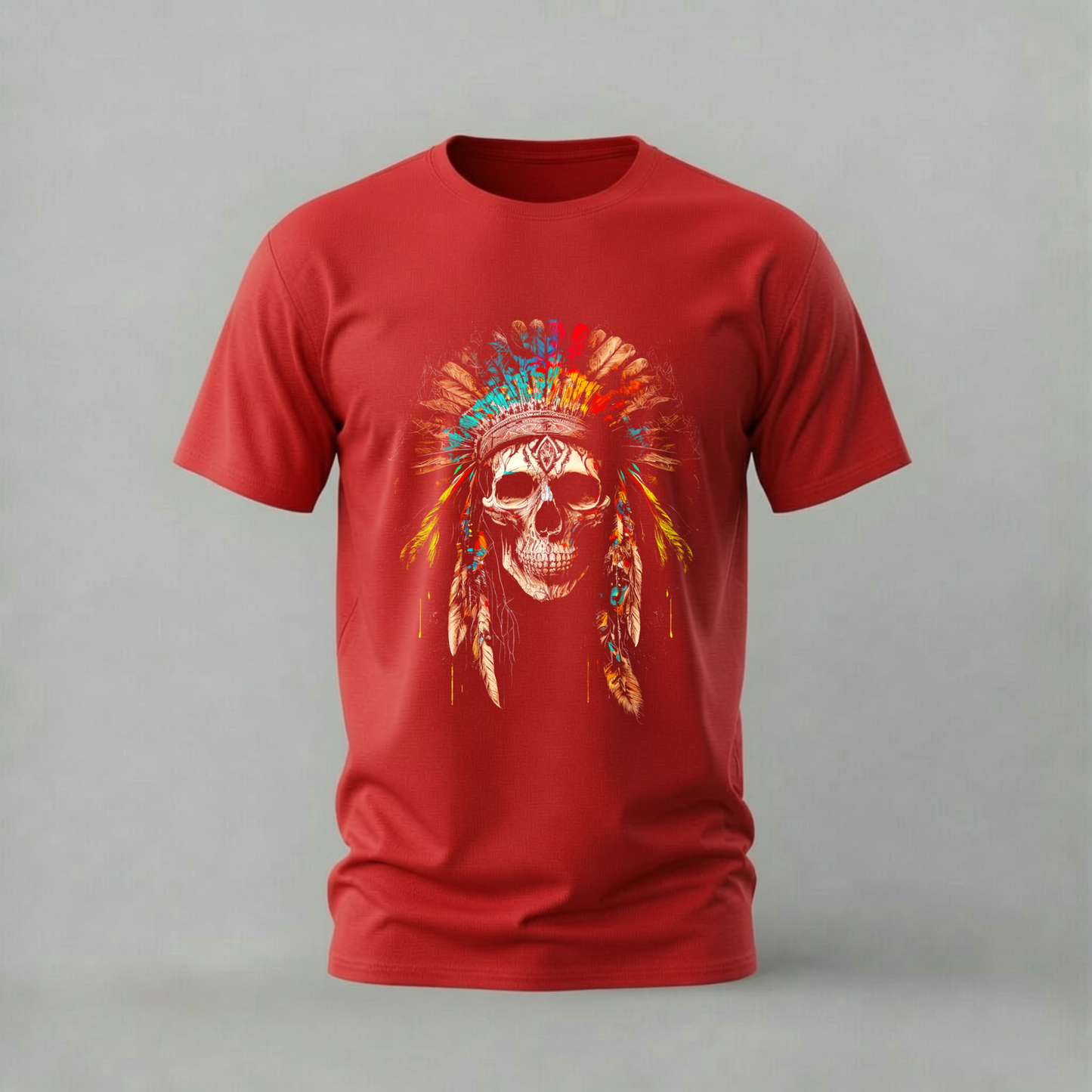 NATIVE SKULL Headdress Graphic T-Shirt