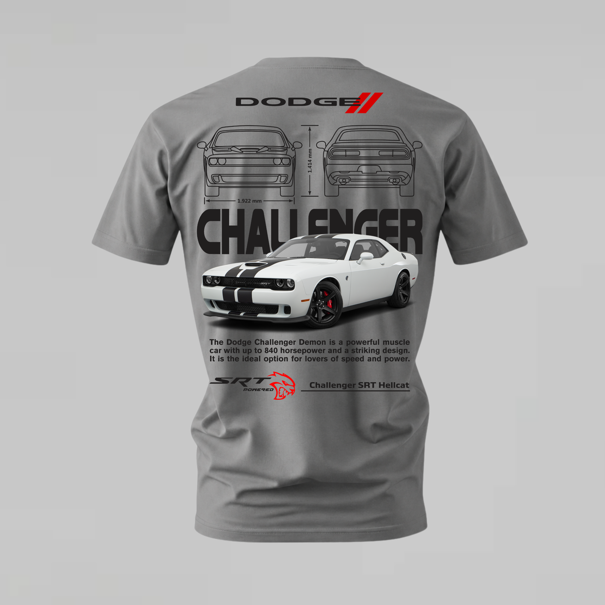 DODGE CHALLENGER WHITE Graphic T-Shirt