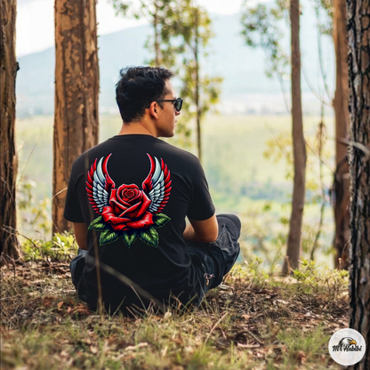 Winged Red Rose Tattoo Art Streetwear T-Shirt