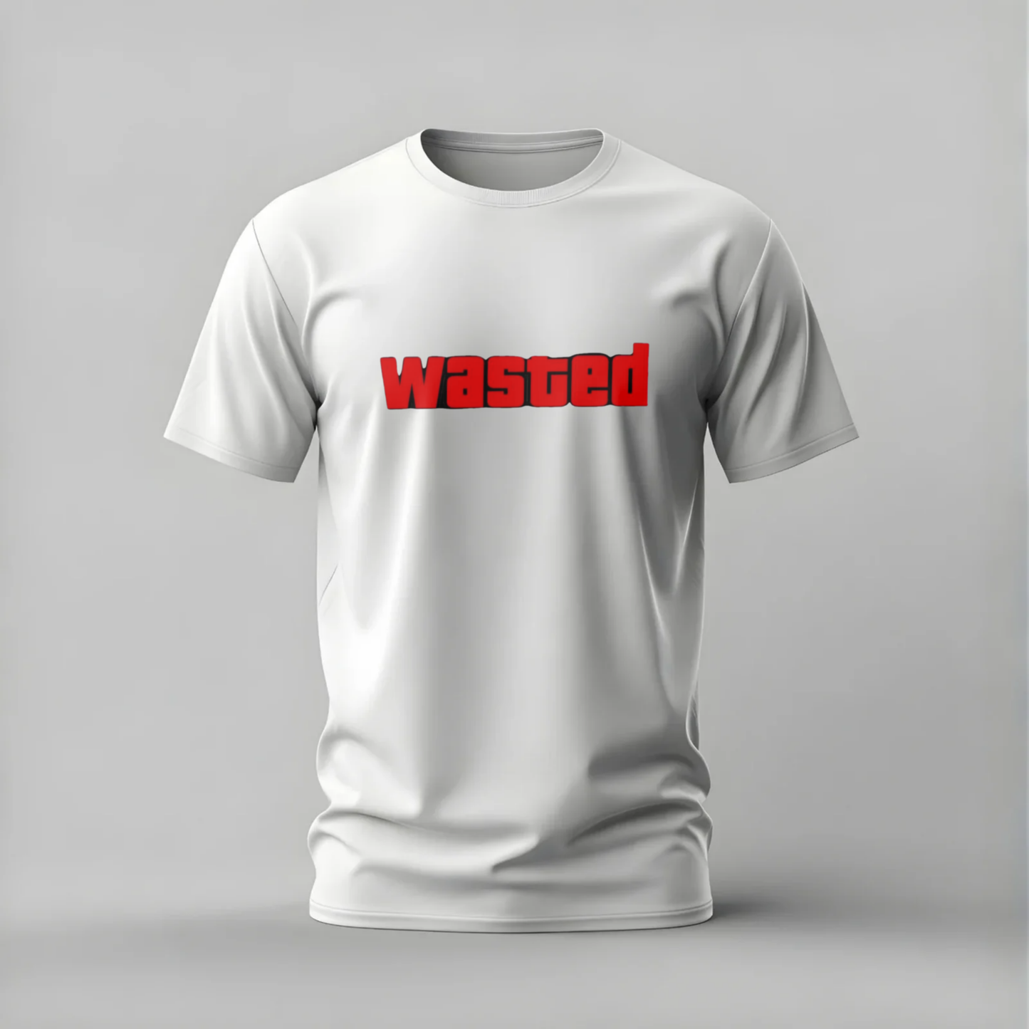 WASTED Bold Text Graphic T-Shirt