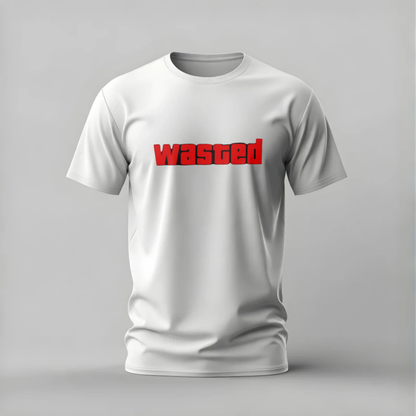 WASTED Bold Text Graphic T-Shirt