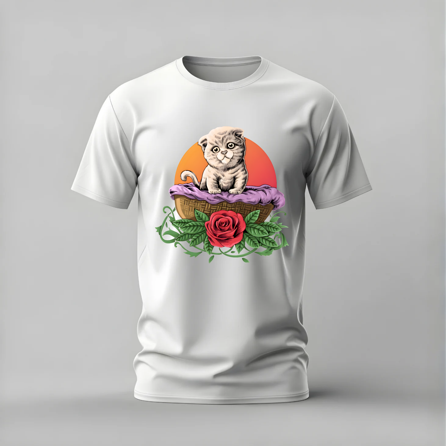 CUTE CAT Basket Graphic T-Shirt