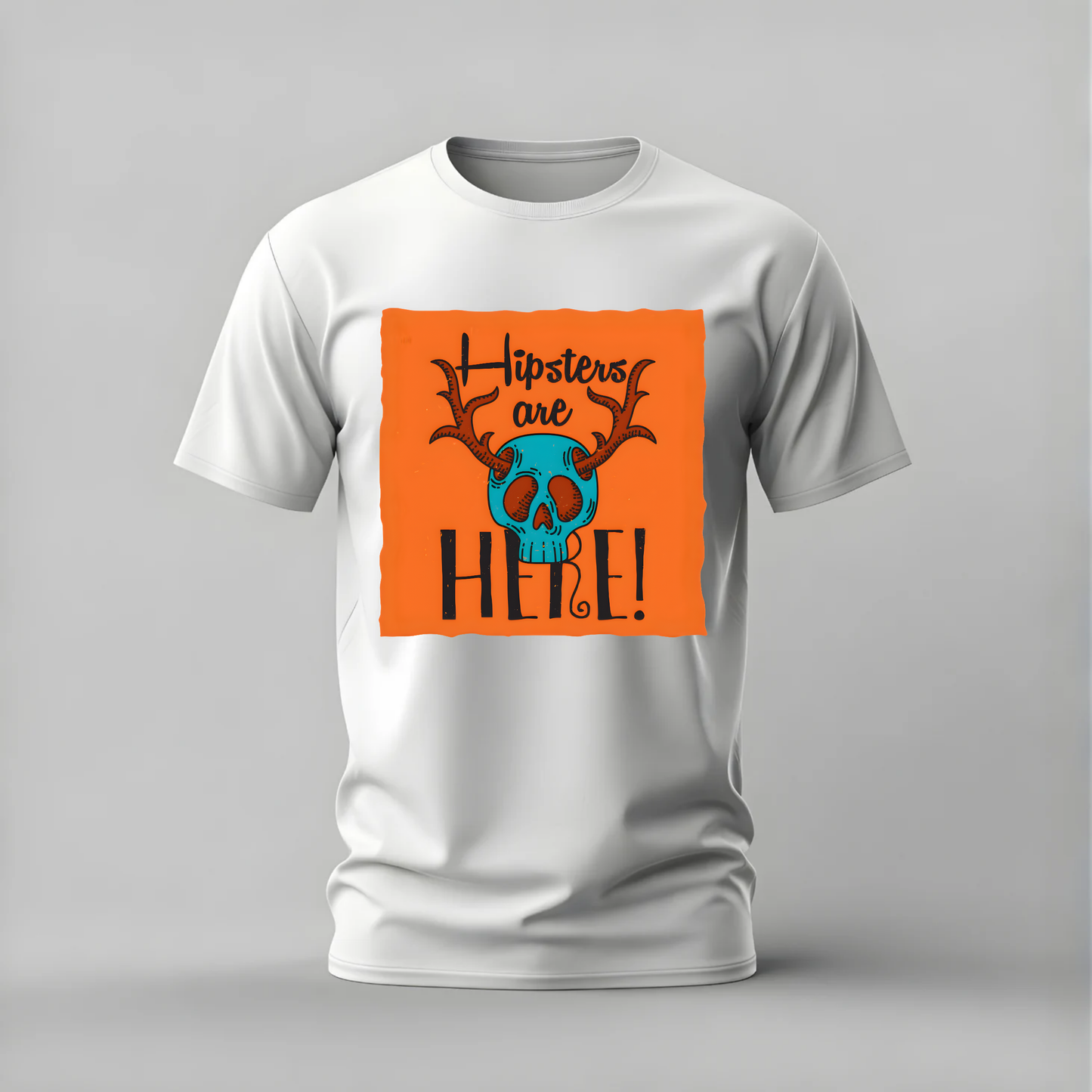 HIPSTERS ARE HERE Skull Graphic T-Shirt