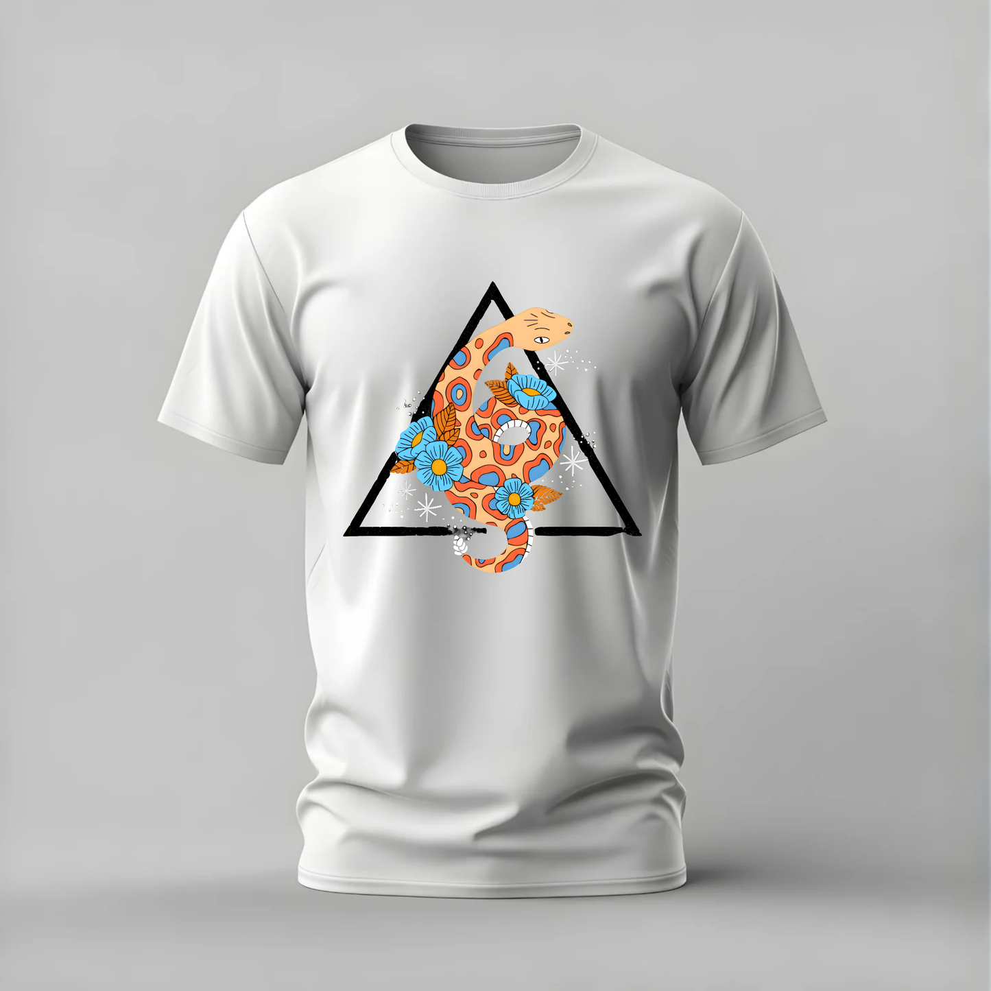 COLORFUL SNAKE Floral Graphic T-Shirt