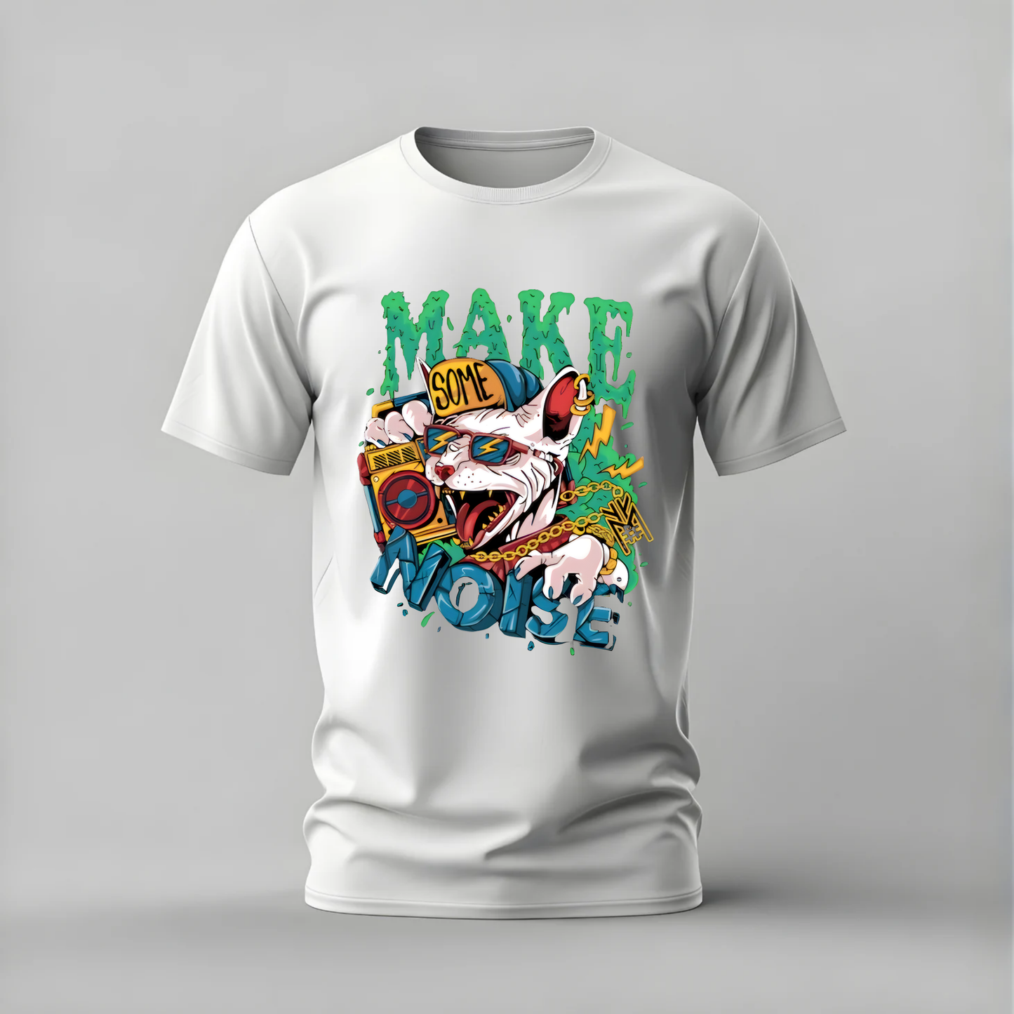 MAKE SOME NOISE Cat Graphic T-Shirt