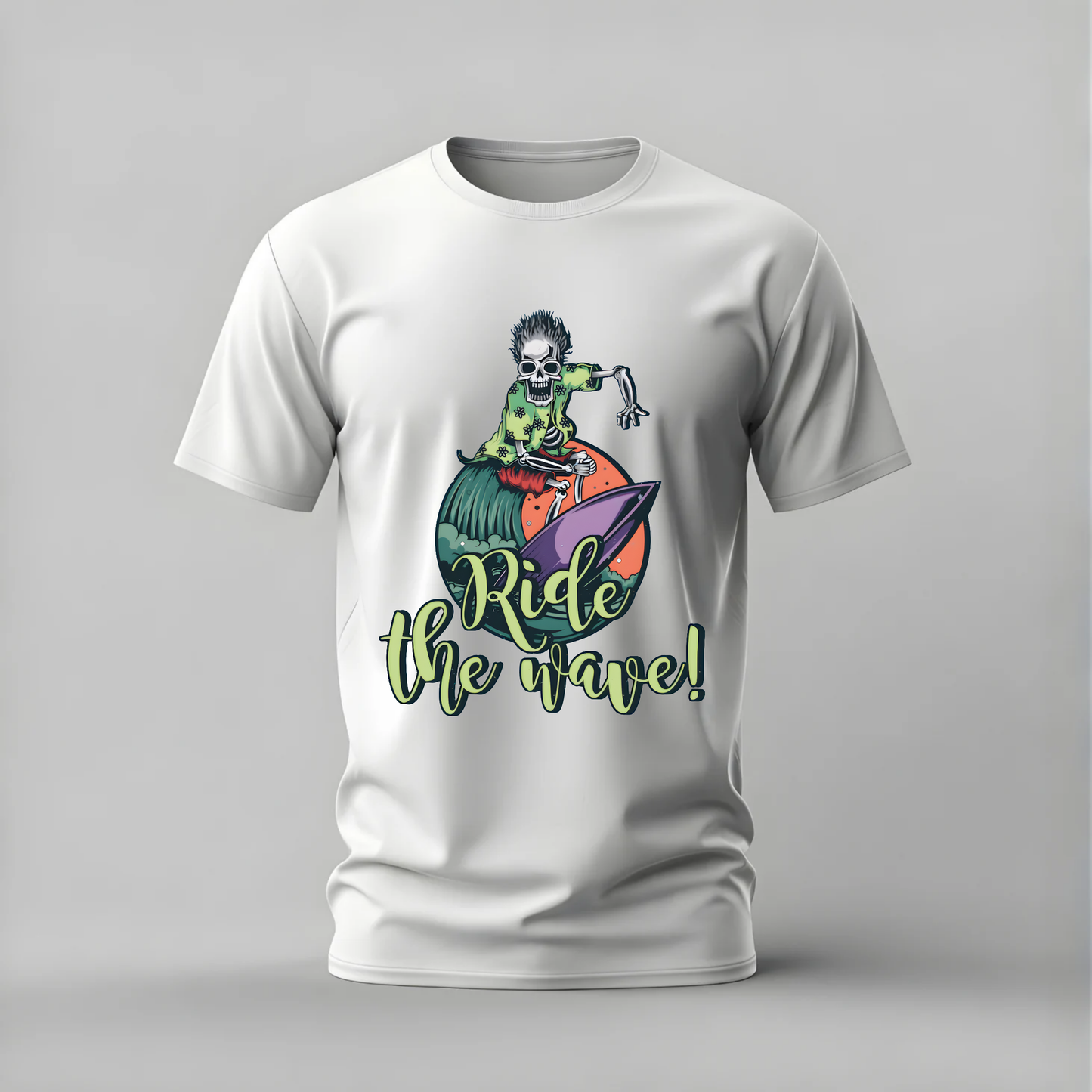 RIDE THE WAVE Skeleton Graphic T-Shirt
