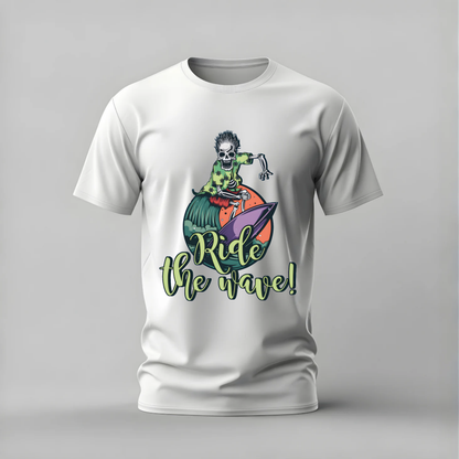 RIDE THE WAVE Skeleton Graphic T-Shirt