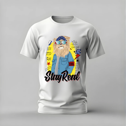 STAY REAL Lion Graphic T-Shirt