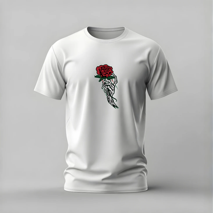 SKELETON HAND Rose Graphic T-Shirt