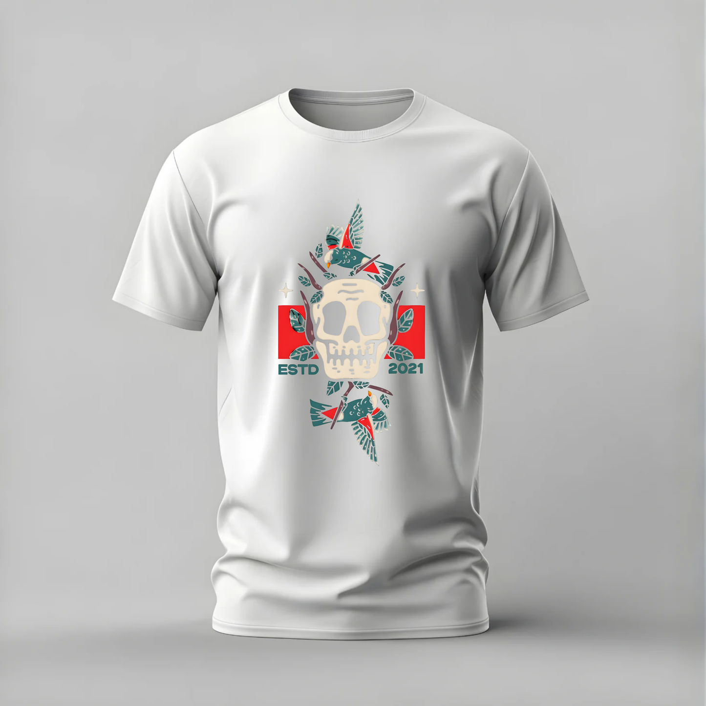 SKULL & BIRDS ESTD 2021 Graphic T-Shirt