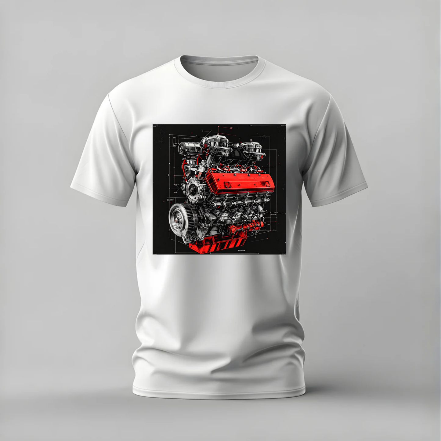 CAR ENGINE Blueprint Graphic T-Shirt