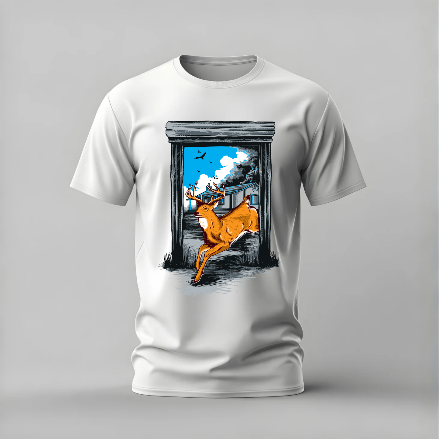 JUMPING DEER Graphic T-Shirt