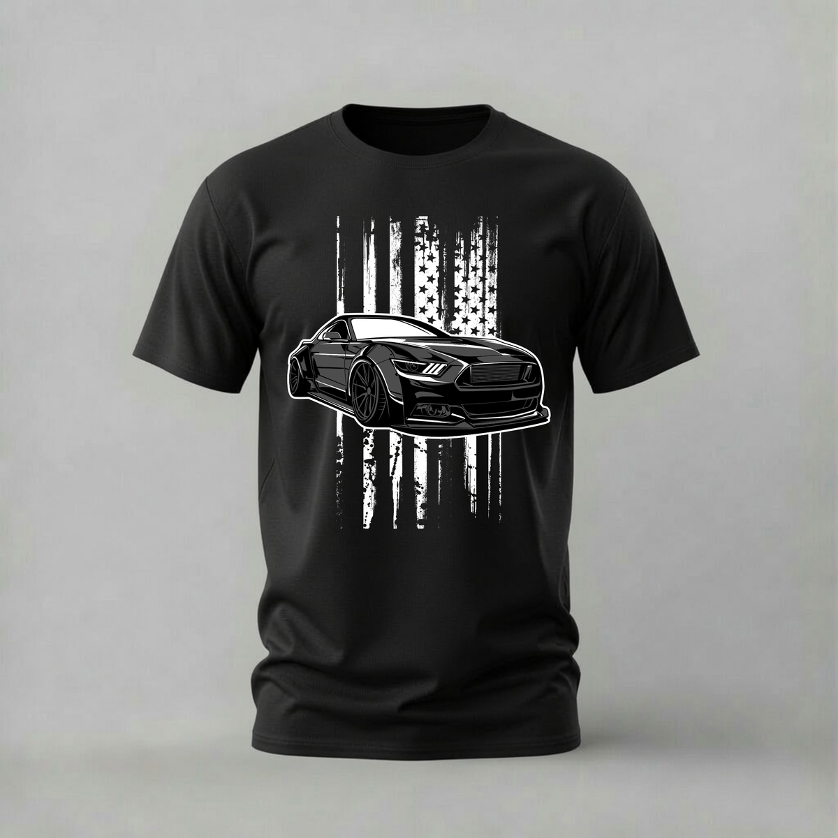BLACK MUSTANG FLAG Graphic T-Shirt