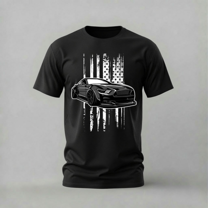 BLACK MUSTANG FLAG Graphic T-Shirt