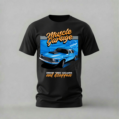 MUSCLE GARAGE BLUE Graphic T-Shirt