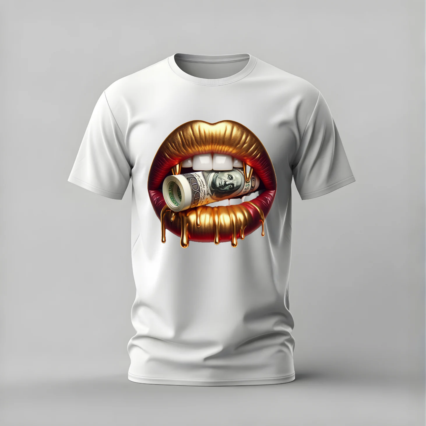 GOLD LIPS Money Graphic T-Shirt
