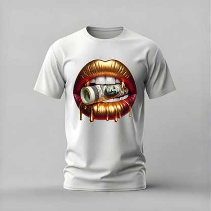 GOLD LIPS Money Graphic T-Shirt