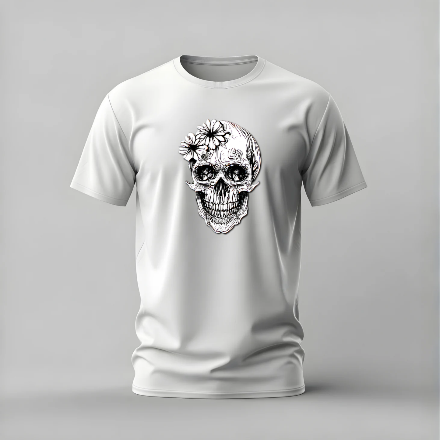 FLOWER SKULL Graphic T-Shirt