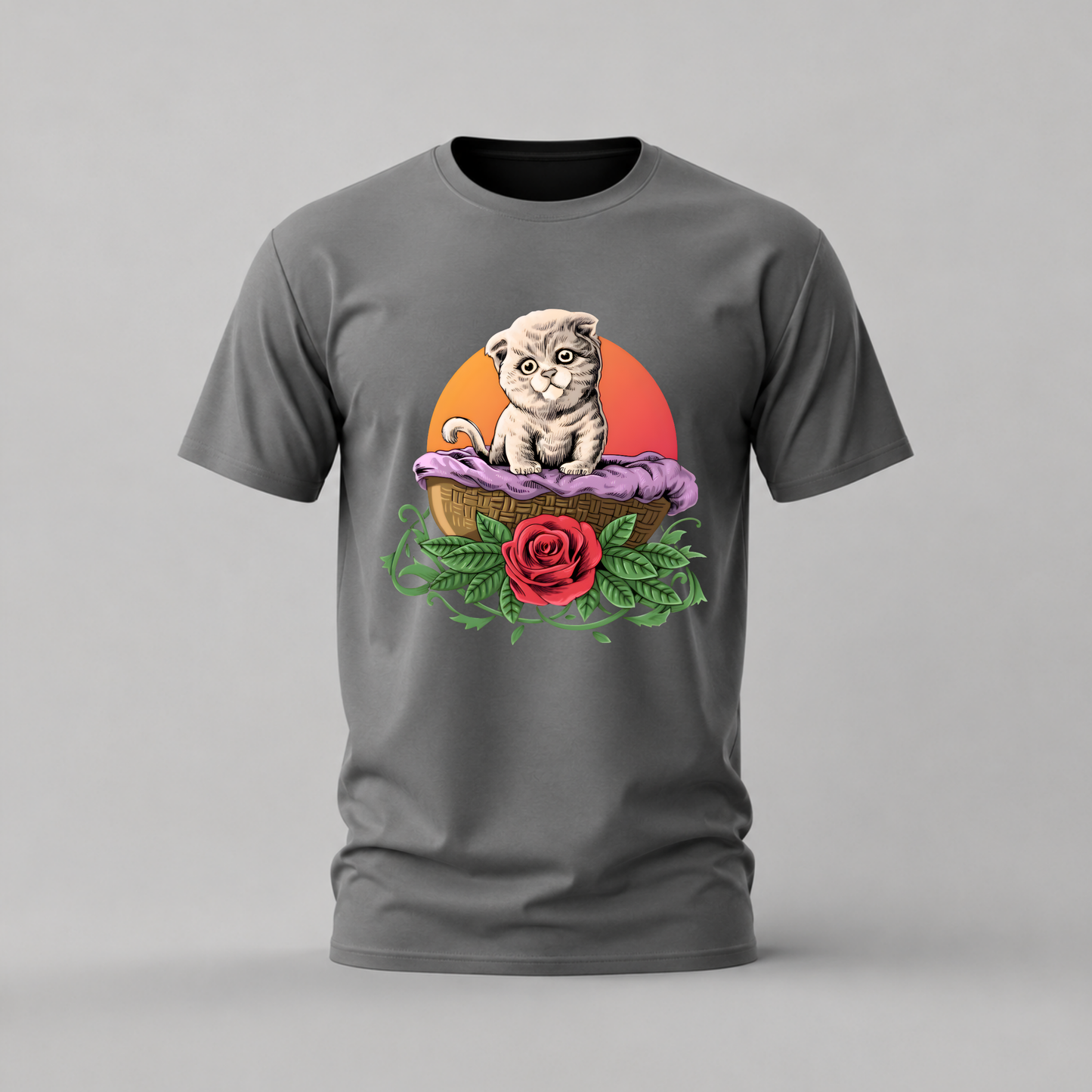 CUTE CAT Basket Graphic T-Shirt
