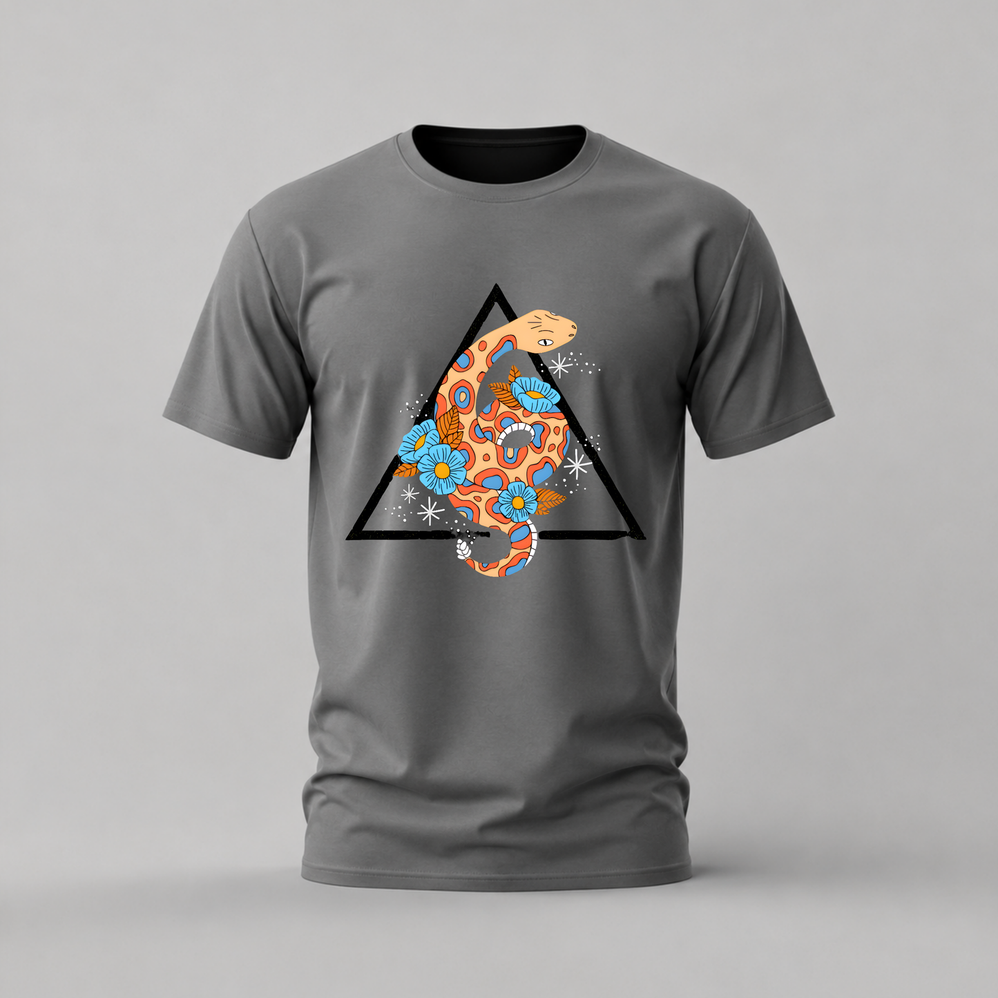 COLORFUL SNAKE Floral Graphic T-Shirt