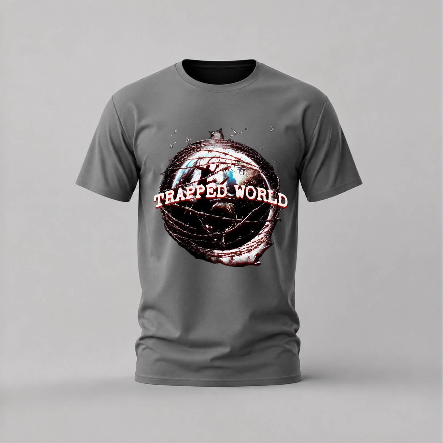 TRAPPED WORLD Barbed Wire Graphic T-Shirt