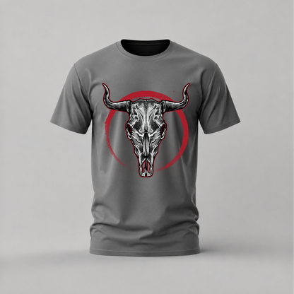 BULL SKULL Red Circle Graphic T-Shirt