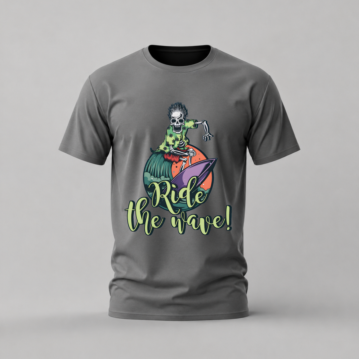 RIDE THE WAVE Skeleton Graphic T-Shirt