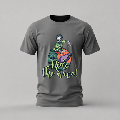 RIDE THE WAVE Skeleton Graphic T-Shirt