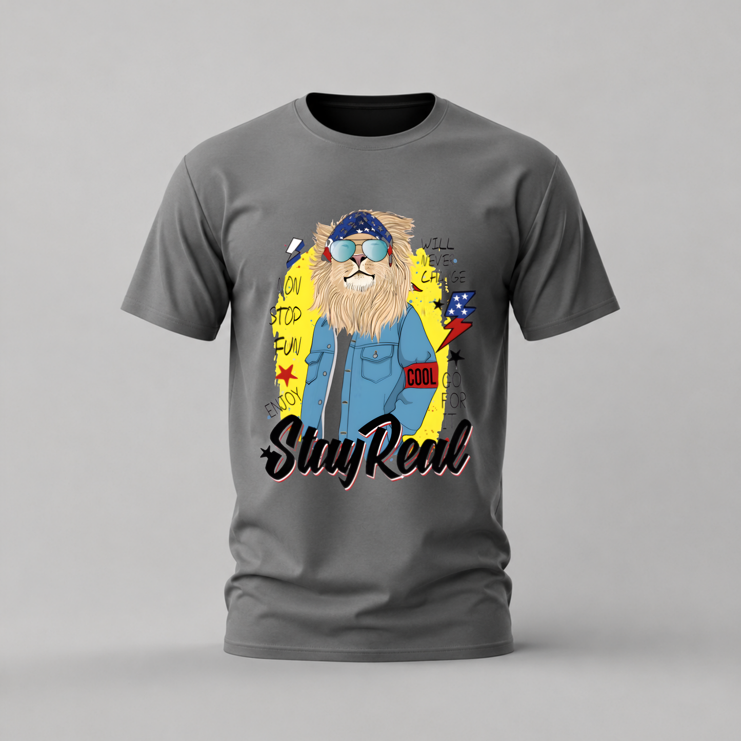 STAY REAL Lion Graphic T-Shirt