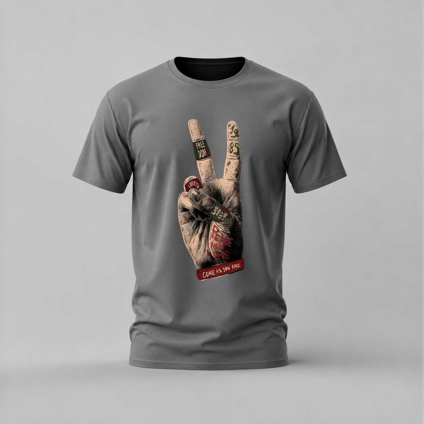 PEACE SIGN Hand Graphic T-Shirt