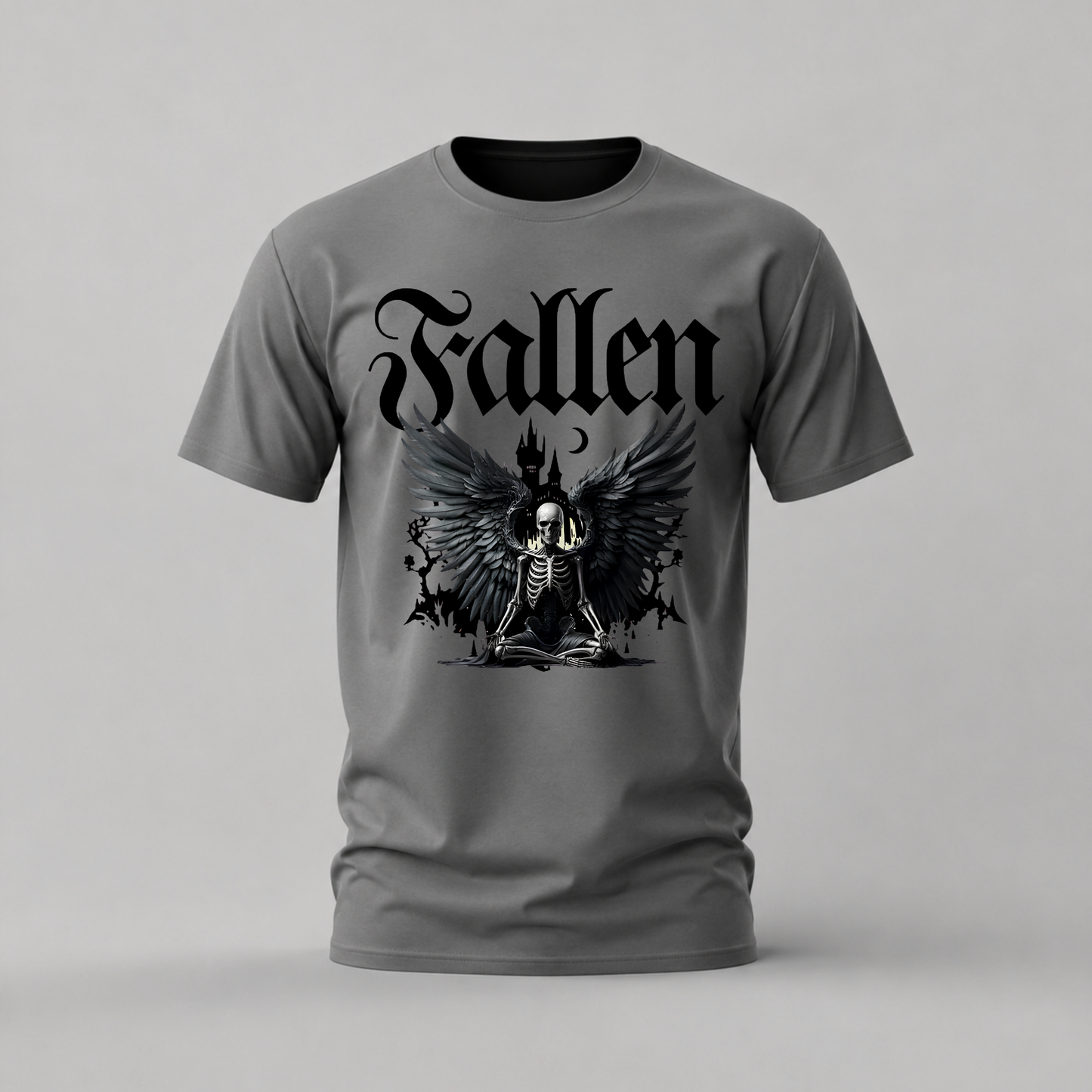 MEDITATING SKELETON Wings Graphic T-Shirt