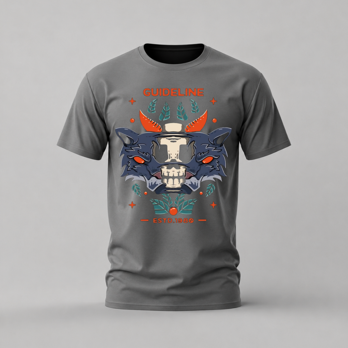 GUIDELINE Wolf Skull Graphic T-Shirt