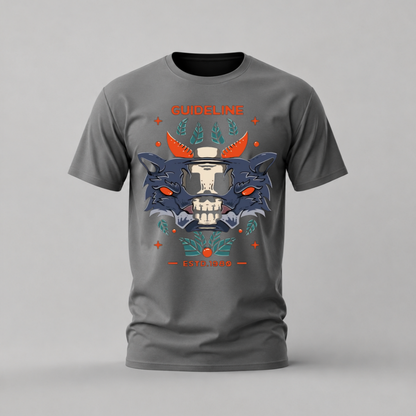 GUIDELINE Wolf Skull Graphic T-Shirt