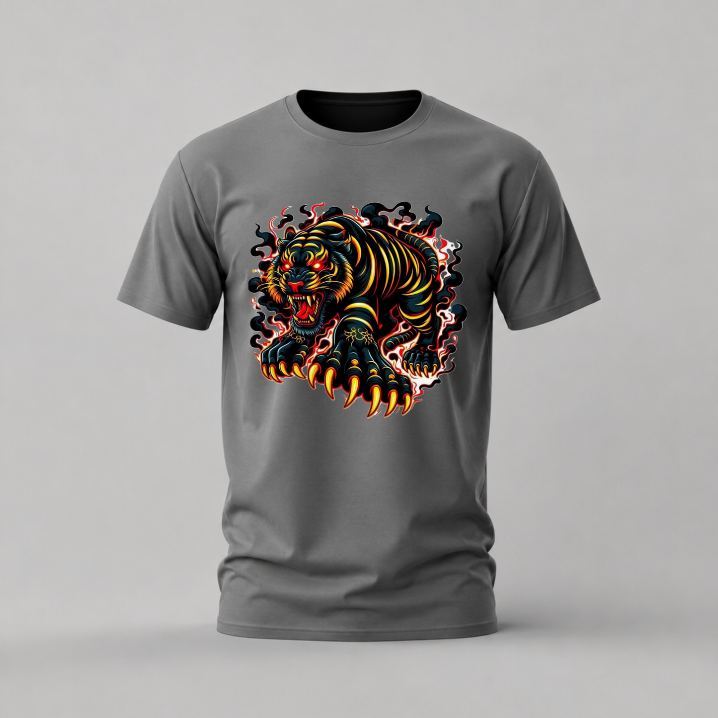 FIERCE TIGER Flame Graphic T-Shirt
