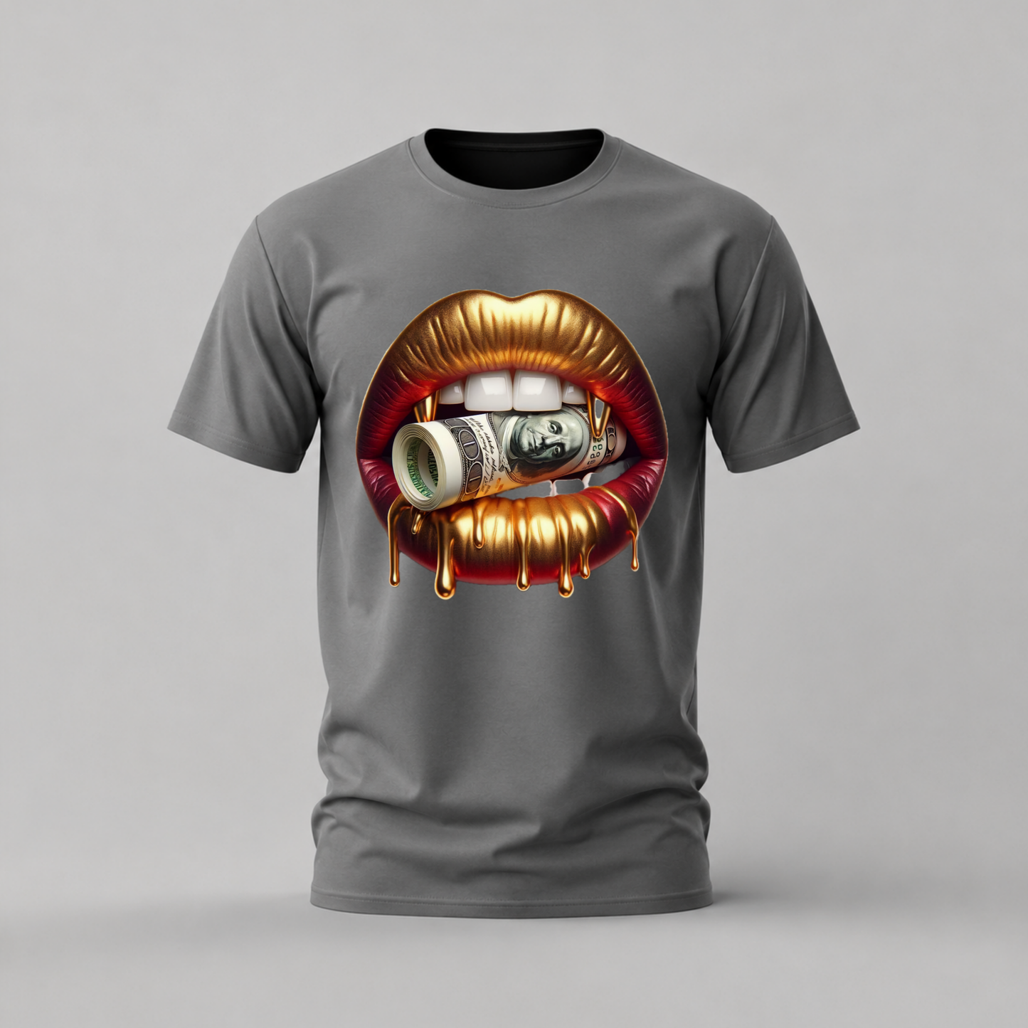 GOLD LIPS Money Graphic T-Shirt