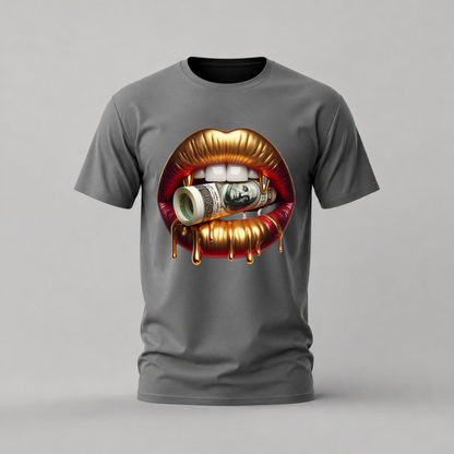 GOLD LIPS Money Graphic T-Shirt