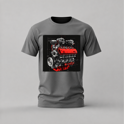 CAR ENGINE Blueprint Graphic T-Shirt