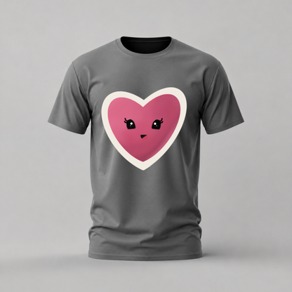CUTE HEART Face Graphic T-Shirt