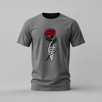SKELETON HAND Rose Graphic T-Shirt