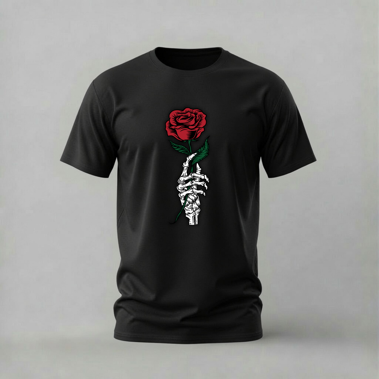 SKELETON HAND Rose Graphic T-Shirt