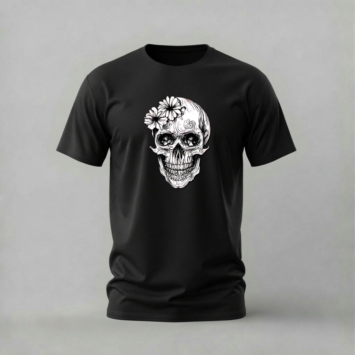 FLOWER SKULL Graphic T-Shirt