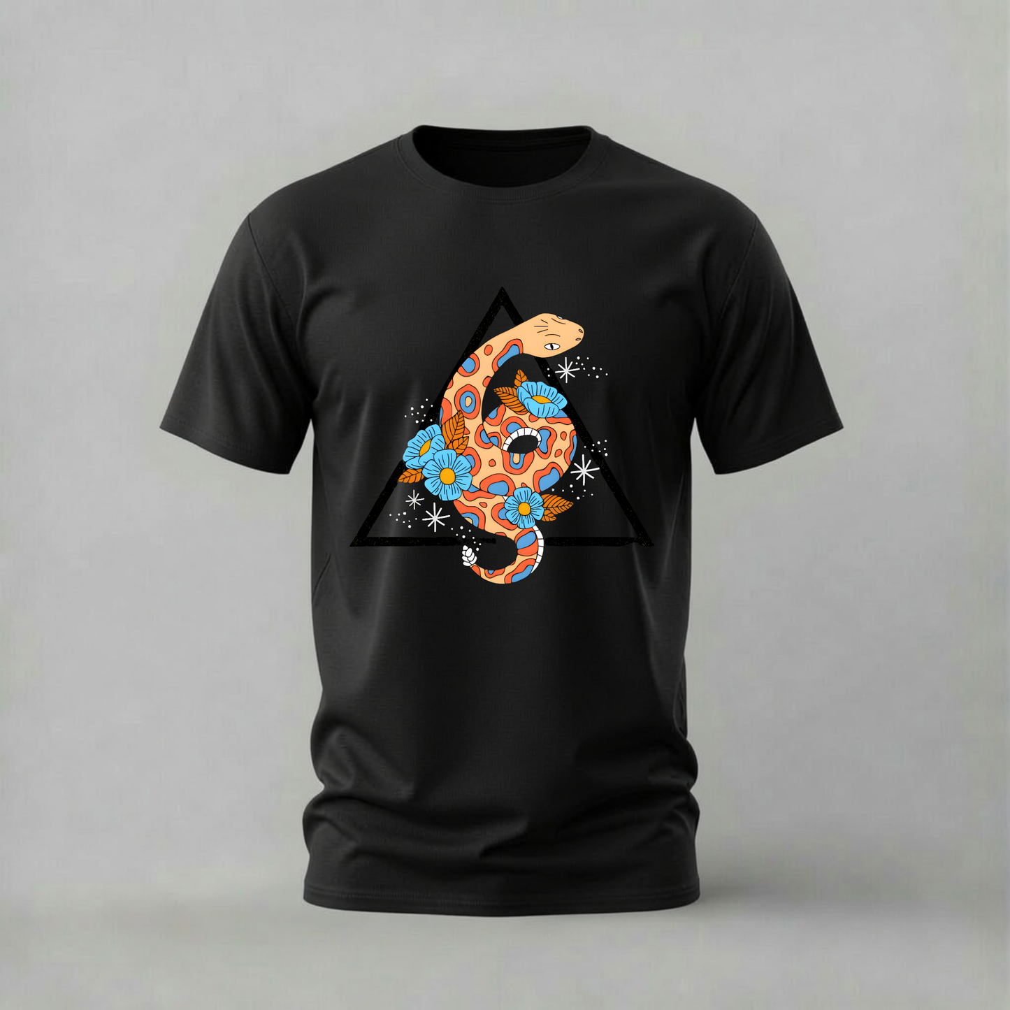 COLORFUL SNAKE Floral Graphic T-Shirt