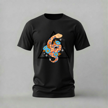 COLORFUL SNAKE Floral Graphic T-Shirt