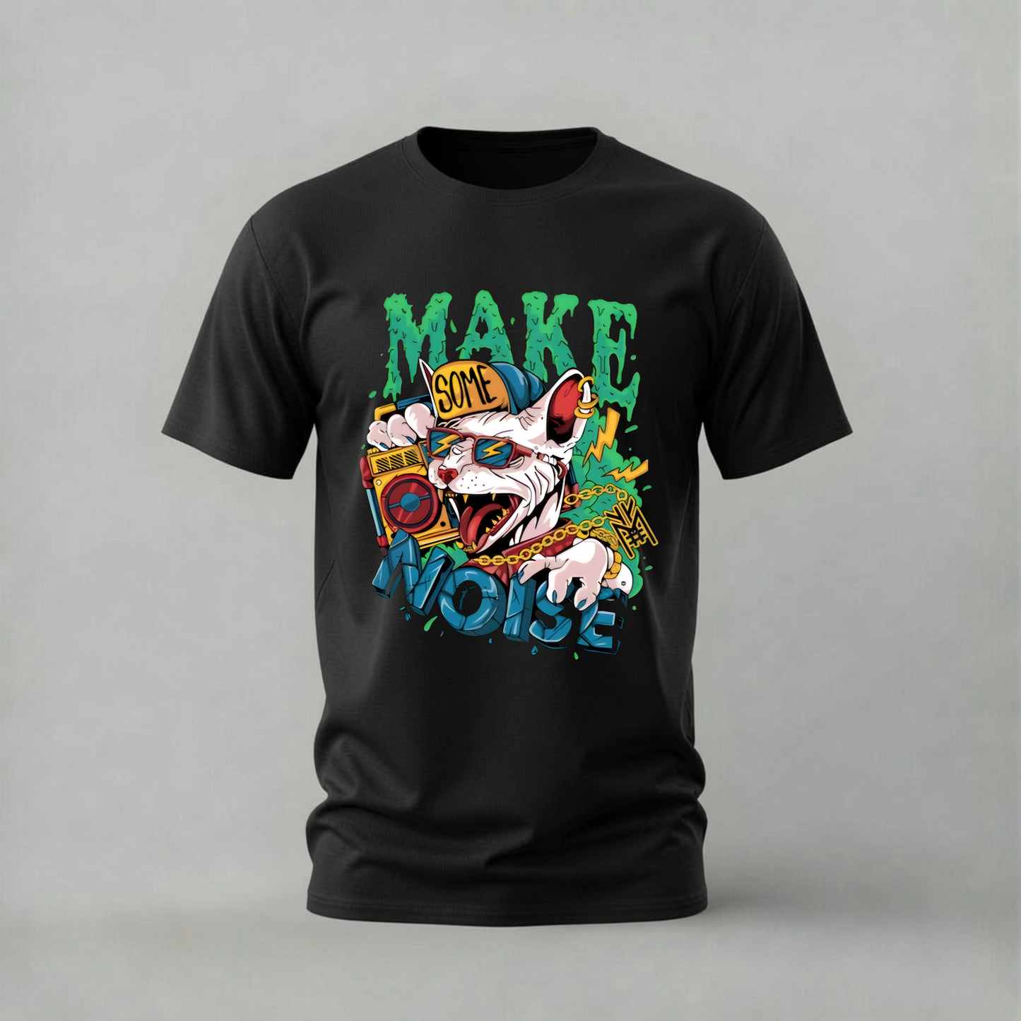 MAKE SOME NOISE Cat Graphic T-Shirt