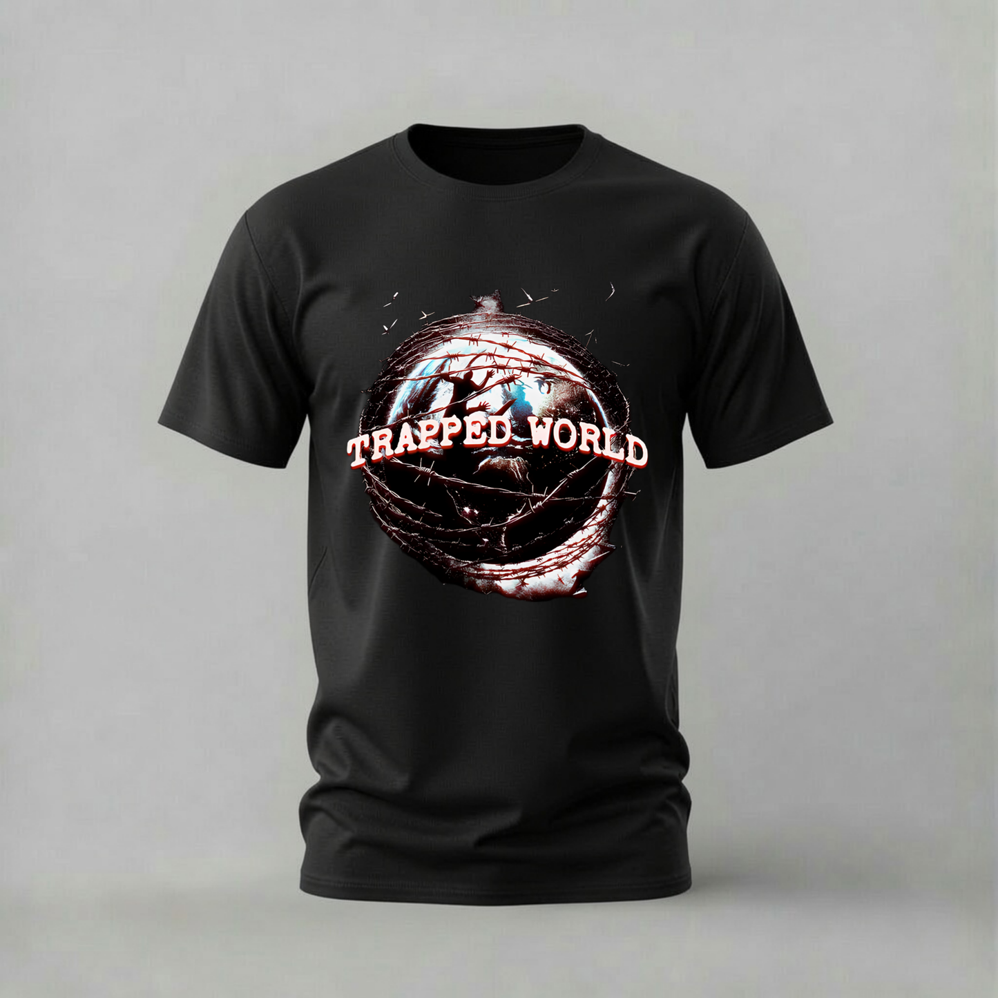 TRAPPED WORLD Barbed Wire Graphic T-Shirt