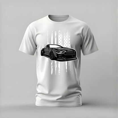 BLACK MUSTANG FLAG Graphic T-Shirt