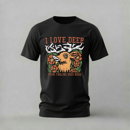 i love deer tshirt; deer head shirt; deer graphic tee; nature deer tshirt; antler deer shirt; unisex animal tee; men cotton tshirt; half sleeve printed tshirt; streetwear; casual wear; deer merch; nature graphic shirt
