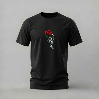 SKELETON HAND Rose Graphic T-Shirt